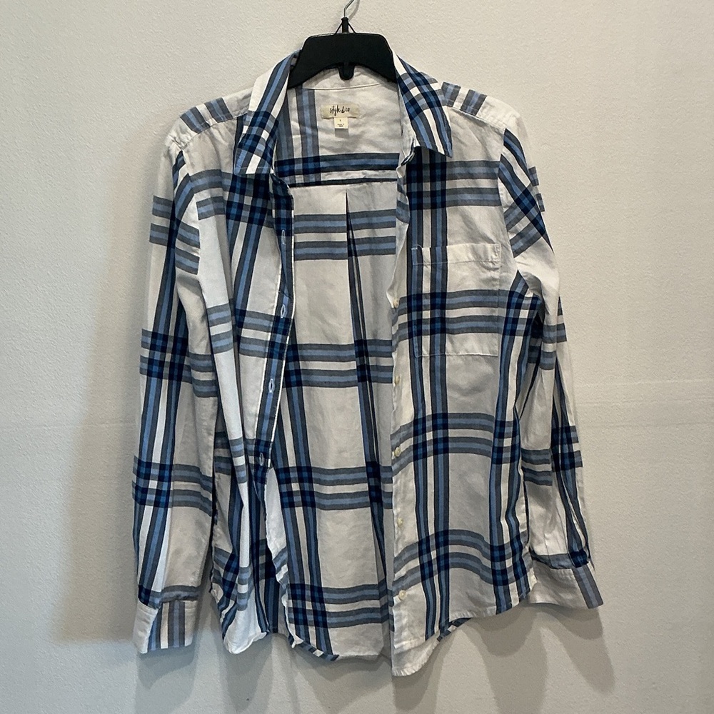 Style & Co. Navy and White Striped Shirt